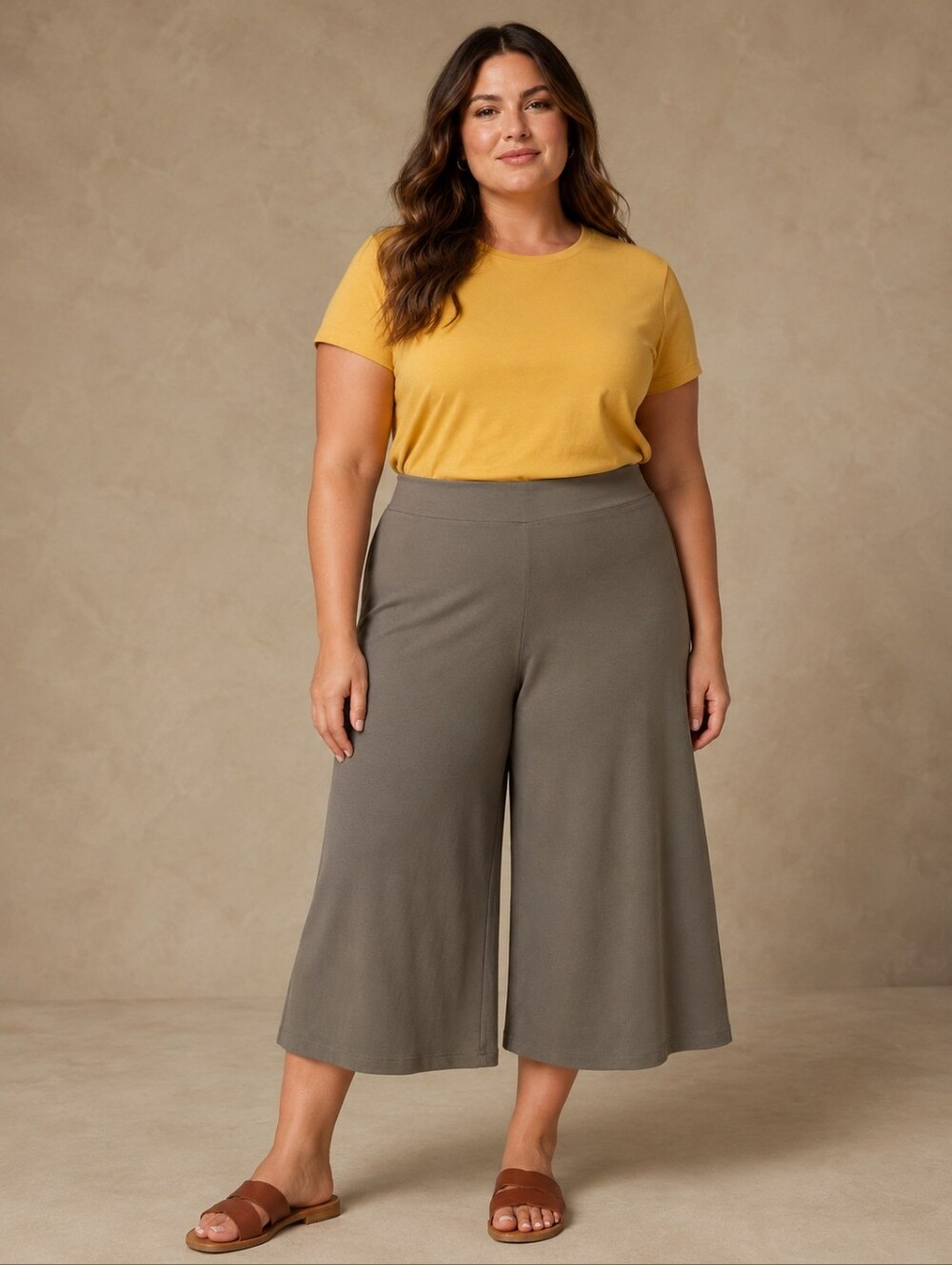 Isaac Mizrahi Plus Size 3x: Olive Wide-Leg Cropped Pull On Pants